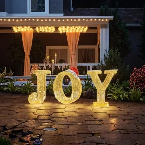 Large Outdoor Christmas JOY Letter 3D Motif Santa Lights with Halloween & Wedding Themes PVC Material for Landscape Decoration