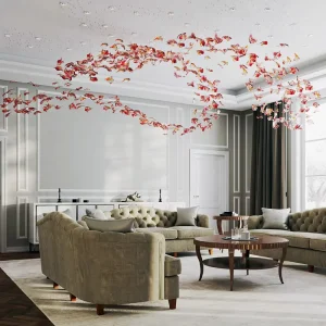 Large Project High Pendant Hanging Light Hotel Lobby Living Room Decoration Flower Glass Crystal Chandelier