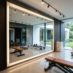 Large Size Gym LED Mirror with Triple Color Dimming for Commercial Fitness Center and Strength Training Wall