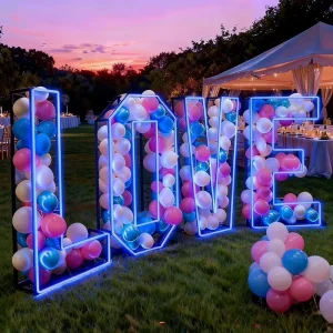 Large Waterproof IP54 Rated RGB LED Neon Letters Foldable Standing Advertising Party Sign with Remote Control