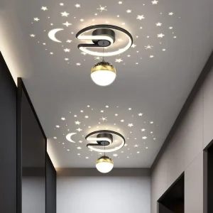 Led Crystal Dimmable Moon Star Projector Chandelier Pendant Ceiling Light for Living Room Bedroom Entrance Apartment Hotel Kids Room