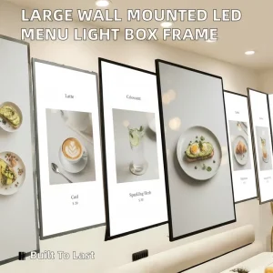 Led Photo Frame Light Box Acrylic Advertising Led Restaurant Menu Board Large Size Wall Mounted Rectangle with Round Corner