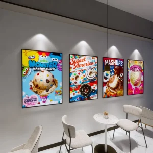 Led Photo Light Box Aluminum Advertising Restaurant Menu Board Large Size Wall Mounted Rectangle Corner Customized Color