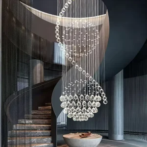 Light Adjustable Rain Drop Shape Luxury Indoor Living Room Pendant Modern Chandeliers for Stairs