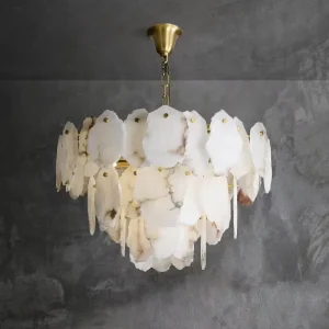 Light Luxury Alabaster Chandelier Postmodern Designer Pendant Light for Hollow Villa Duplex Staircase Dining Living Room
