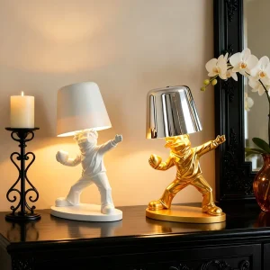 Light Luxury Masked Lamp Decorative Table Lamp Three color Light Can Adjust the Bedroom Bed Art Atmosphere Decorative Lamp