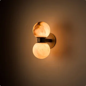 Light Luxury Modern Minimalist Solid Copper Natural Marble LED Wall Sconce Alabaster Stone Hotel Living Room Bedroom Lighting
