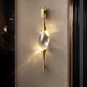 Light Luxury Solid Copper Crystal LED Wall Sconce Minimalist Creative Decor Living Room Dining Room Study Bedroom Bedside Warm