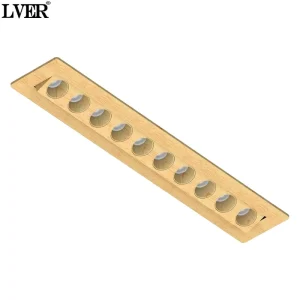 Light Wood Grain 9 Heads Recessed Linear LED Light Anti Glare Aluminum no Dimmable High CRI Custom Ceiling Lamp
