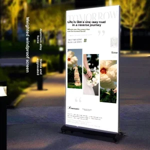 Lightbox Advertising Sign Illuminated Display Board Soft Film Mobile Vertical Floor Standing LED Outdoor Charging Card Slot