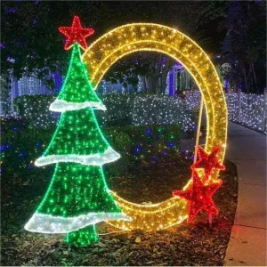 Lighted Standing Board Picture Frame Outdoor 2D Photo Frame Motif Lights for Christmas
