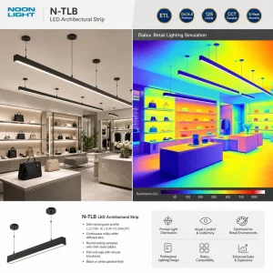 Linear Ceiling Light 130lm W CCT Power Selectable ETL DLC 5.1 Surface Mount for Classroom Lighting