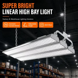 Linear High Bay Lights Adjustable Anti Glare LED Fixtures for Indoor Pickleball Tennis Badminton Courts Warehouses and Workshops