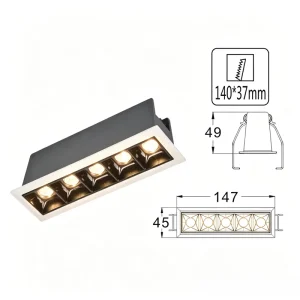 Linear Multi Lens Recessed Grille Spotlight for Long Shopping Aisle Uniform Anti Glare Merchandise Display Ceiling Accent Light