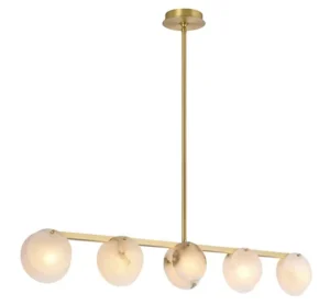 Linear Pendant Light Linear Chandelier for Dining Room Kitchen Island Living Room Modern Natural Alabaster