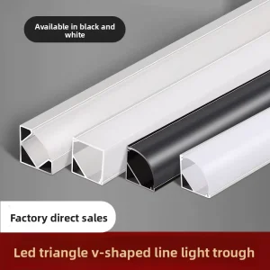 Linear Recessed LED Triangular Ceiling Light V shaped Pre embedded Aluminum Channel Three year Warranty Customizable Black White