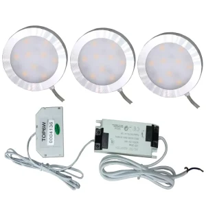 Linkable Under Cabinet LED Lighting 12V Puck Lights Hardwired & Wall Plug in for Furniture Cupboard Lighting