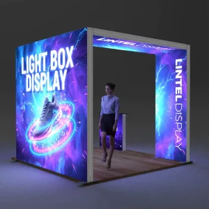 Lintel Customized Frameless Fabric Trade Show Led Light Box Display Exhibition Equipment Light Box Stand Booths