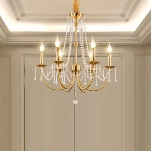 Living Room Dining Room Hanging Chandelier Modern Simple Crystal Decorative Gold Brass Pendant Light