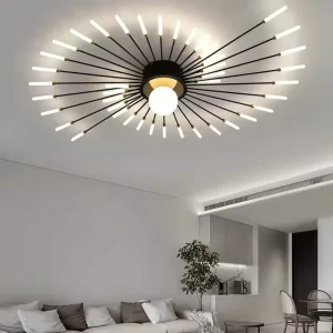 Living Room Large Luxury Ceiling Lamp Black Gold Round Minimalist Hotel Bedroom Nordic Modern LED Ceiling Light