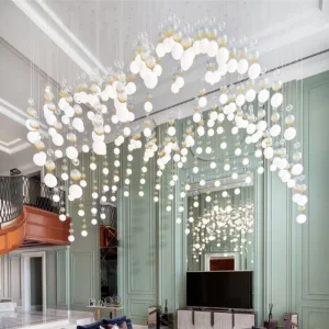 Living Room Luxury Raindrop Pendant Light Creative Glass Ball Bubble Modern Decorative LED Chandelier