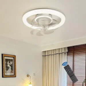 Living Room White DC All Copper Motor Dimmable 33W 7 Blades 6 Speeds Remote Control LED Ceiling Fan Lights