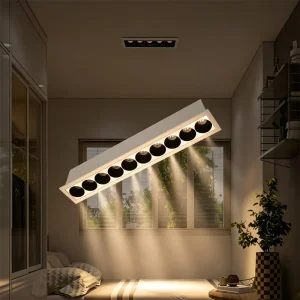 Long Array Multi Deep Bowl Linear Recessed Grille Light for Commercial Showroom Continuous Wall Low Glare Embedded Ceiling Light