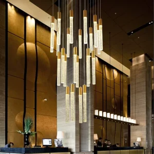 Long Glass Luxury Custom Linear Chandeliers Pendant Light for Indoor Decoration