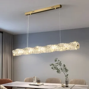 Long Strip Bedroom Dining Room Chandelier Fixtures Lighting Ceiling Gold Led Crystal Luxury Modern Chandeliers Pendant Lights