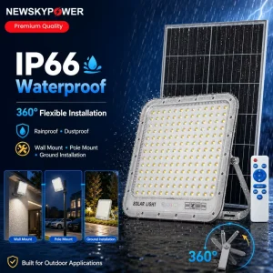 Long Working Time Outdoor Solar Flood Light LED 60W-800W Dusk to Dawn Adjustable Split Solar Panel for Stadium Security Lighting