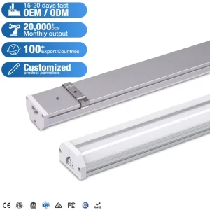 Lonyung T5 LED Batten Fixture 4FT 24W 5000K Cool White 90cm Surface Mounted Integrated Tube Lights for Industrial Warehouse