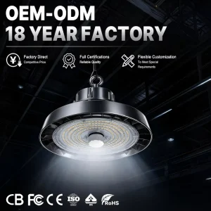 Low Glare UFO LED High Bay Light 100W 150W 200W 300W Fast Heat Dissipation Lower Light Decay for Supermarket Exhibition Hall