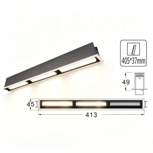 Low Height Strip Embedded Grille Downlight for Footwear Boutique Shop Window Balanced Merchandise Showcase Lamp