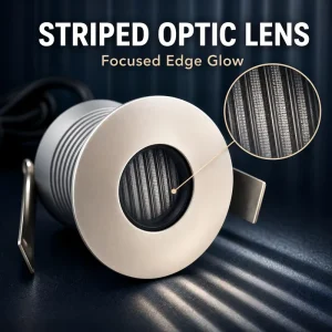 Low Voltage Anti Glare Striped Optic Lens Stainless Steel Cover LED In Ground Light for Scenic Boardwalk Parking Lot Entrance