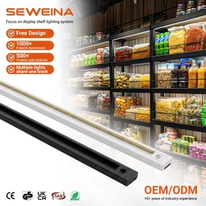Low Voltage Commercial 12V 24V Cabinet Shelf LED Magnetic Track Rail Light System for Supermarket Shelves Display Shelves