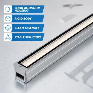 Low Voltage DC24V Linear Inground Light Rectangular Beam Options 20°-40° 10°-60° Flush Mounted for Hotel Entrance