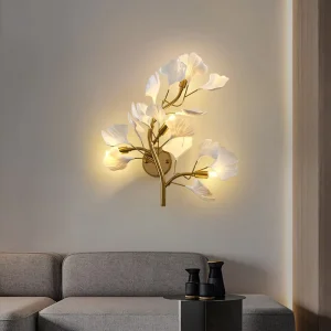 Luxury Acrylic Ginkgo Wall Lamp Living Room Background Creative Leaf Wall Light Foyer Hallway Bedroom Bedside Nordic Light