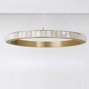 Luxury Alabaster LED Chandelier for Hotels and Living Rooms Round Pendant Light with E12 Bulb Base Small Size