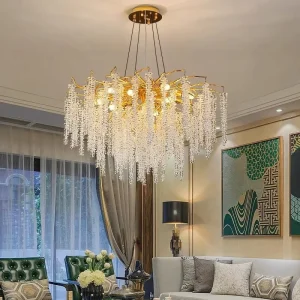 Luxury Aluminum Rectangle Crystal Chandelier Collection Modern Art Pendant Light with Middle Size for Kitchen