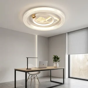 Luxury Architectural Ceiling Light Textured Round Border Square Centerpiece Elegant LED Lighting for Modern House Project