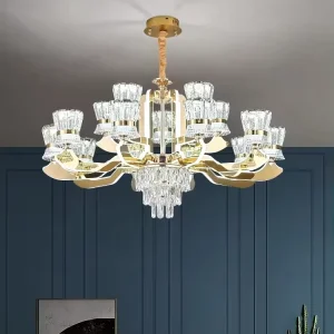 Luxury Black Stainless Round Creative Design Chandelier Pendant Light Modern Crystal Living Room Bedroom Gold Hanging Lamp