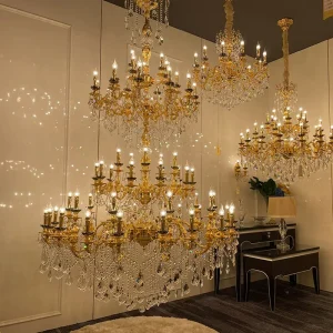 Luxury Candle Crystal Chandelier Pendant Light Decorative Ceiling Lamp for Wedding Hotel Banquet Villa Living Room