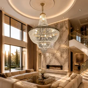 Luxury Clear Crystal Chandelier with French Empire Style for Mansion Hotel Reception and Ballroom Hospitality Projects