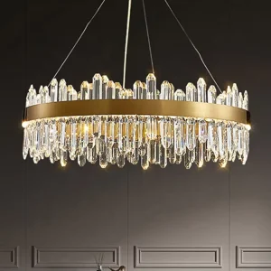 Luxury Creative Hotel Hall Dining Room Pendant Light Round LED Crystal Chandeliers for Villa Living Room