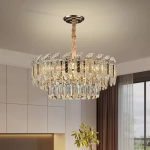 Luxury Crystal Classic Villa Banquet Whole House Iron Chandelier Light Livingroom Hotel Lobby Pendant Lamp Adjustable Height