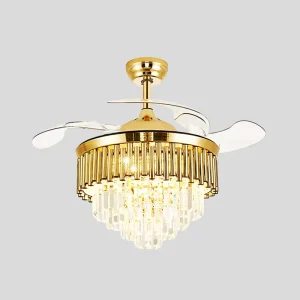 Luxury Crystal Invisible LED Ceiling Fan Light Modern Chandelier Fan for Living and Dining Room High End Home Lighting