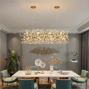 Luxury Crystal Pendant Chandelier Classic Vintage Modern Ceiling Light with Adjustable Height for Living Room Villa