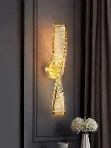 Luxury Crystal Wall Light Collection White Gold 50 X 10 mm for Bedrooms Corridors and Hotel Interiors