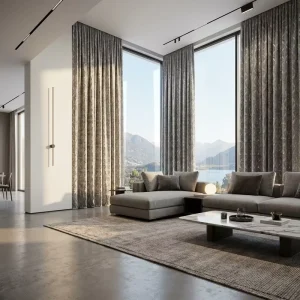Luxury Custom S Fold Pinch Pleat Curtain Modern Geometric Jacquard Drapery for Hotel Villa Project