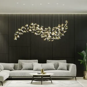 Luxury Customized Vintage Handmade Crystal LED Chandelier Stainless Steel Adjustable Height Hanging Pendant Lights 90 CRI 360